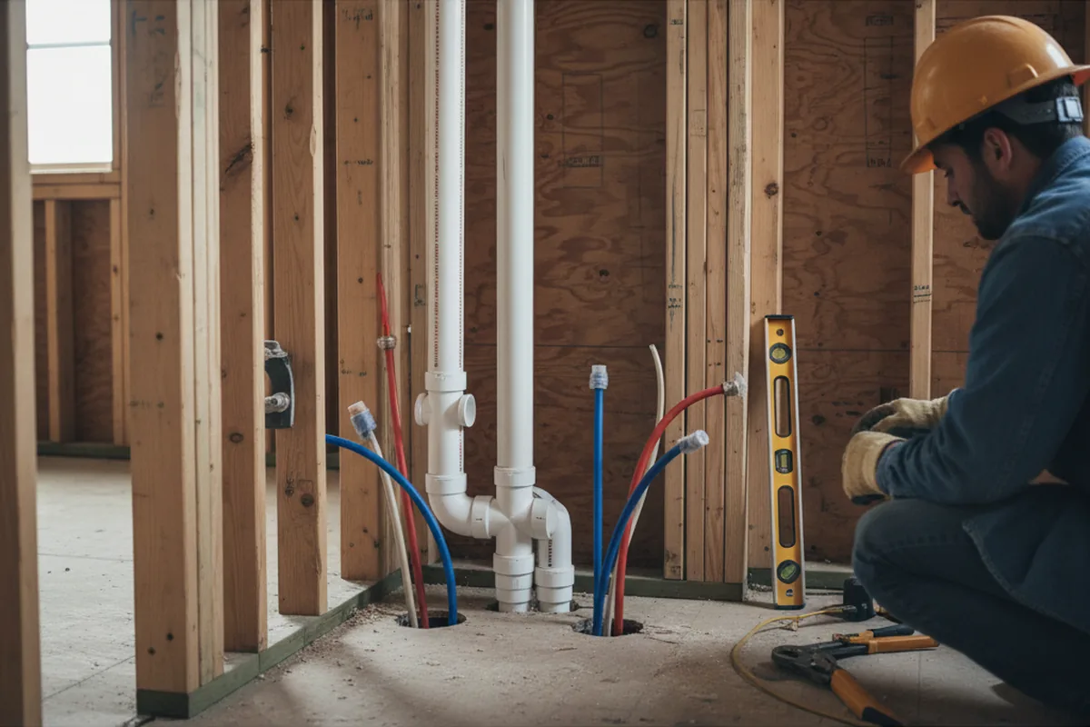 Drain and supply rough-in during Garbage Disposal Repair in Gerton